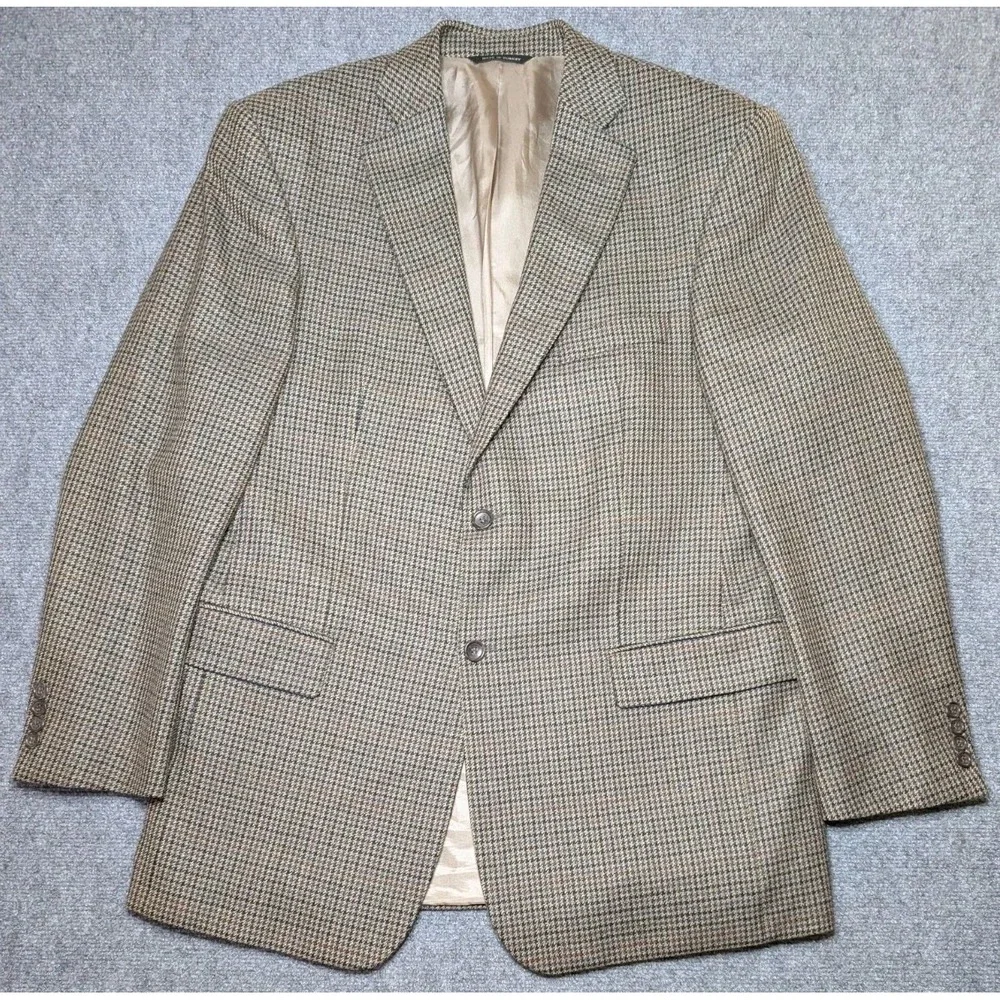 Joseph‎ & Feiss 100% Lambswool Houndstooth Blazer Mens 42 Regular Brown 2B-John